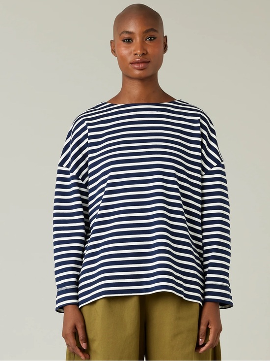 Beyond Nine Tops - Beyond Nine Breton in Navy Ecru Stripe